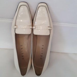 CELINE Shoes in Cream White Patent Leather Sz 37.5